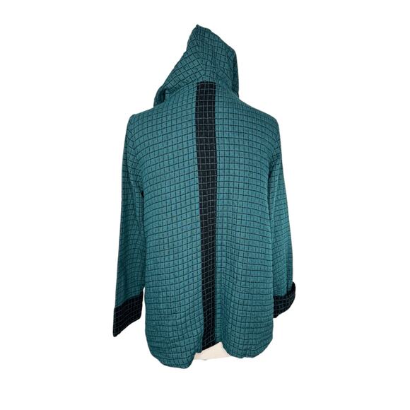 HABITAT Windowpane Quilted Hooded Lightweight Jacket in Teal & Black Size Small - Picture 3 of 10